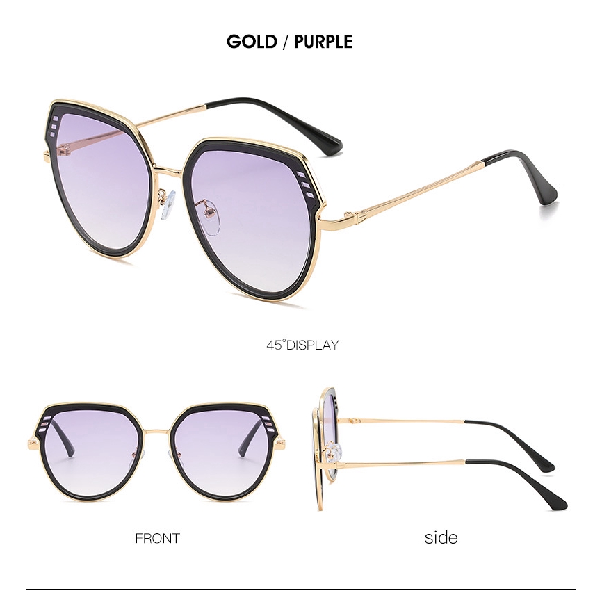 Kính mát gọng mắt mèo đa giác thời trang hàng hải châu Âu và Mỹ
