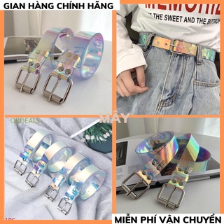 Dây thắt lưng nam nữ unisex phản quang 7 màu- dây nịt nam nữ mặt vuông phong cách hàn quốc MAY_1989_2