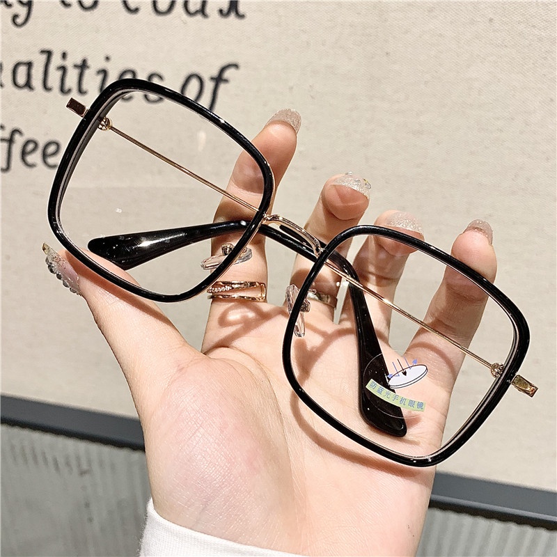 (AIMURUSI) 【Bán Sỉ】kính Râm Vuông Chống Ánh Sáng Xanh Chống Bức Xạ Đơn Giản Bằng Kim Loại Có Thể Ghép Nối Với Cận Thị Cho Nữ