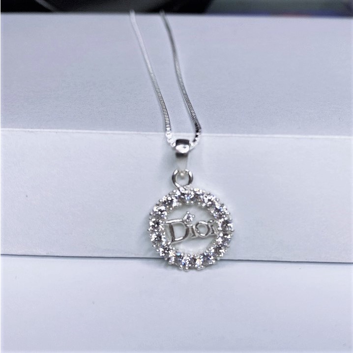 Dây chuyền bạc nữ mặt hình tròn gắn đá thời trang, chất liệu bạc S925 sáng bóng