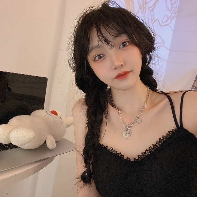 Xiaozhainv Áo hai dây không gọng thép phối ren phong cách Hàn Quốc