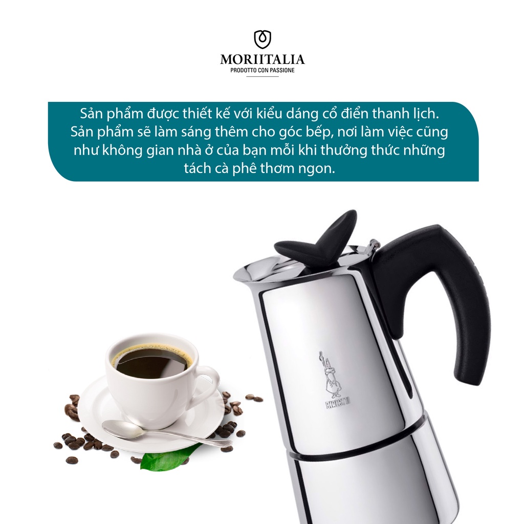 [Mã BMBAU300 giảm 7% đơn 499K] Bình pha cà phê bếp từ Bialetti Musa 6 cup sang trọng tiện lợi Moriitalia 990004273