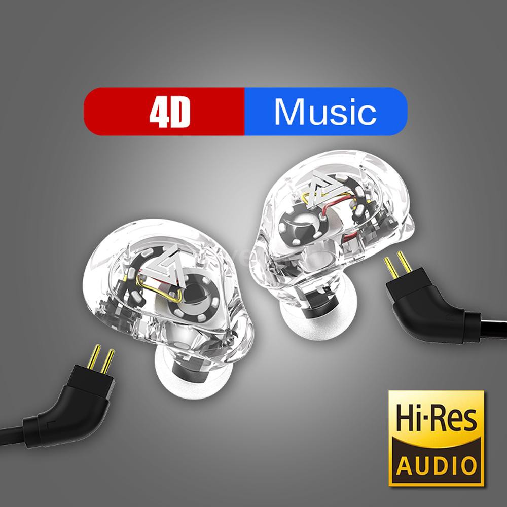 Ayeshaw QKZ VK1 3.5mm Wired Headphones Double Moving Coil 4DD In-ear Sports Headset Stereo Music Ear