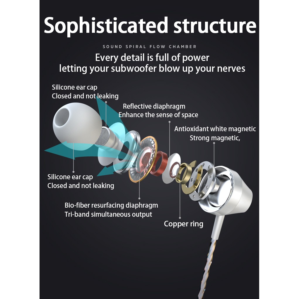 Tai Nghe Nhét Tai Jack 3.5mm Âm Thanh Siêu Trầm Có Micro Chống Ồn Chuyên Dụng