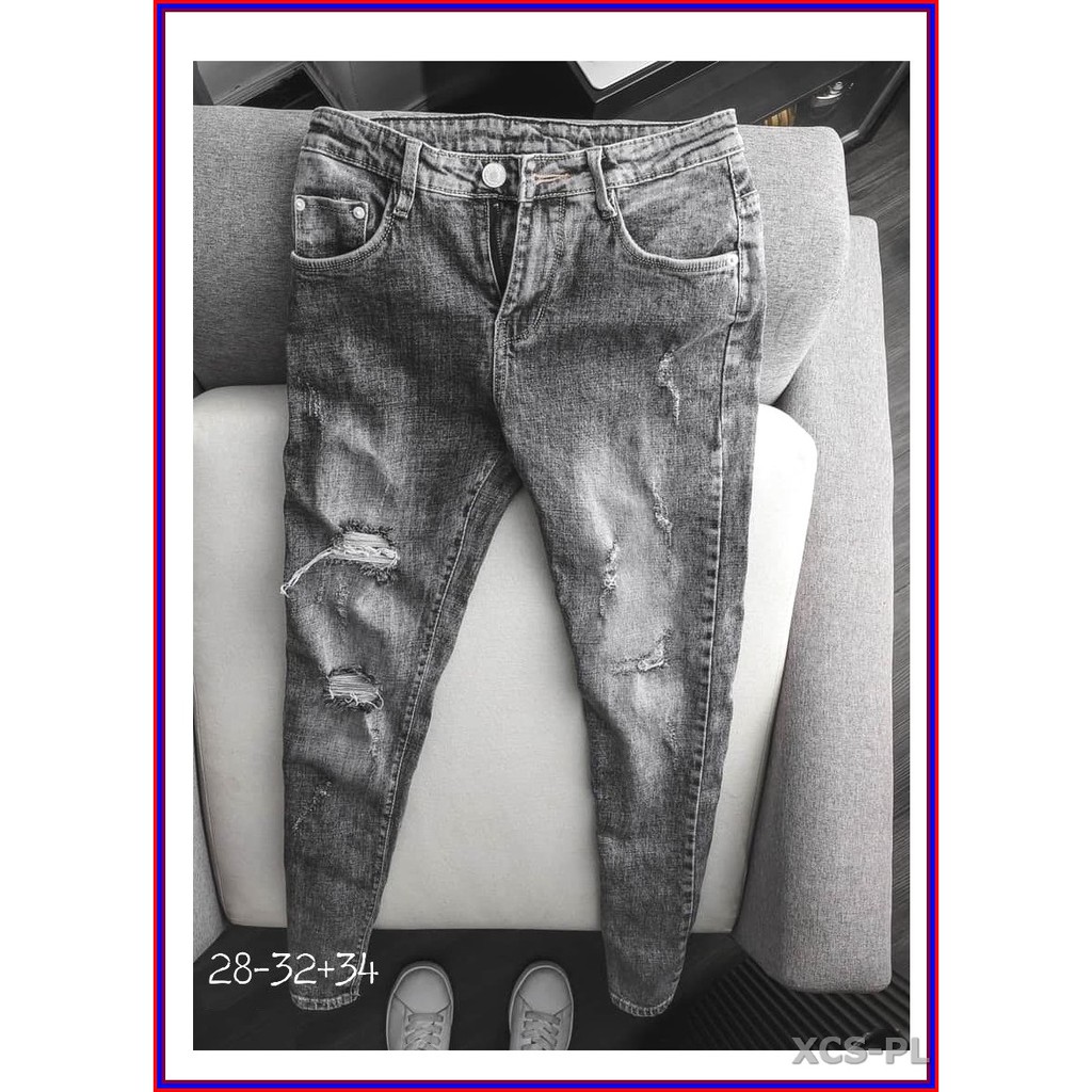 Quần jean nam rách cao cấp xám ms 2015 không xù lông, không ra màu, chất giãn tốt 2015-T3.1