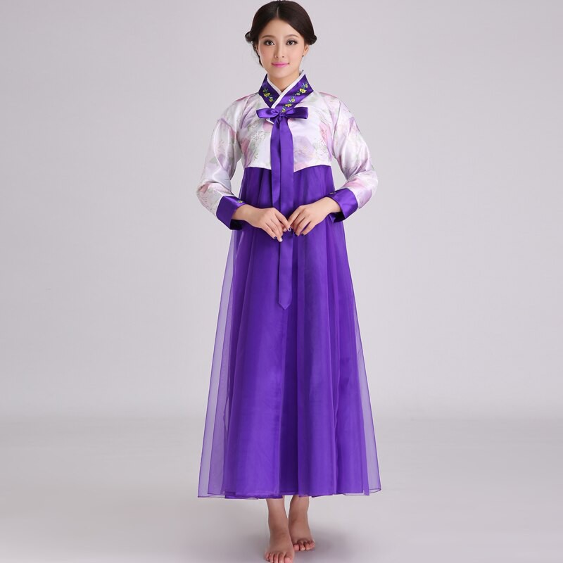 Hanbok Giá Rẻ Áo Trắng Váy Tím - 9866