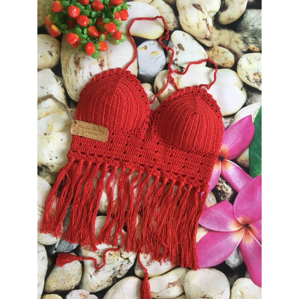 [Hàng sẵn] Áo bikini Móc tay bằng Sợi cotton siêu Chất (Mát nhẹ không dão)_Handmade 100% | BigBuy360 - bigbuy360.vn