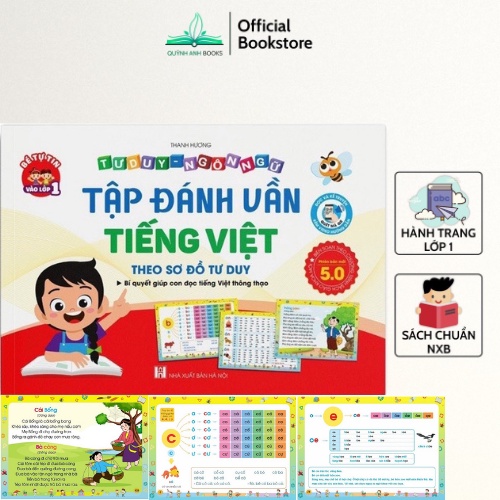 Sách - Combo Toán tư duy cho trẻ 4-6 tuổi và tập đánh vần tiếng việt 5.0 kèm file video và mã quét QR - NPH Việt Hà