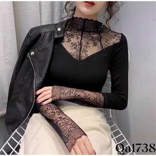 Áo ren đen lót lông siêu ầm, áo ren giữ nhiệt