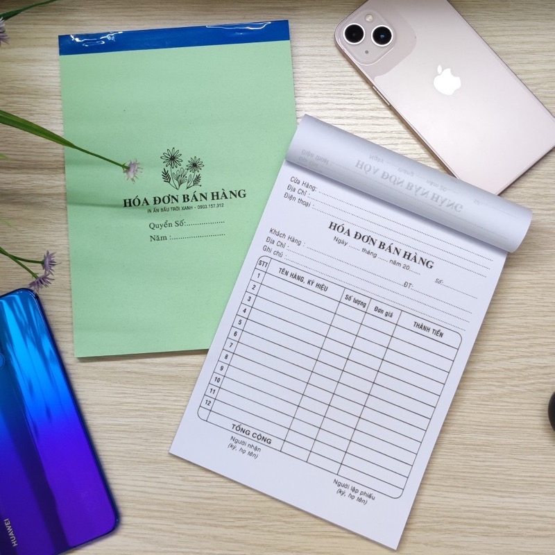 hóa đơn bán hàng khổ A5 loai 1 liên 100 tờ/cuốn