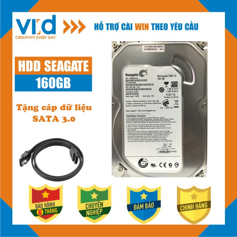 Ổ cứng HDD 500GB-160GB Segate - Tặng cáp sata 3.0 - Hàng nhập khẩu tháo máy đồng bộ - bảo hành 6T