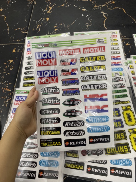 Tem dán xe nhiều chữ Galfer,liqui,nitron,hrc,.....