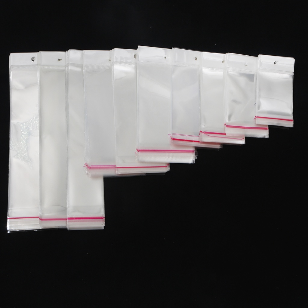 100 Túi đóng gói nhựa Opp tự dính 5x10.5cm-8x27cm thiết kế trong suốt hai lớp