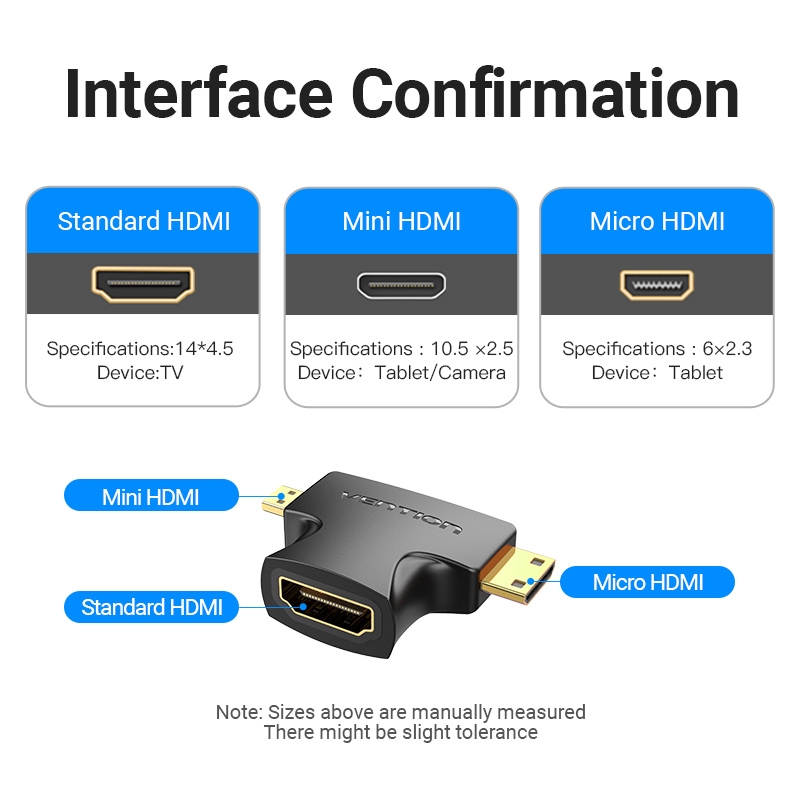 Bộ Đầu Chuyển Đổi VENTION Mini HDMI+Micro Sang Cổng HDMI 4K@30HZ/1080P@60HZ Cho TV/ Máy Chiếu