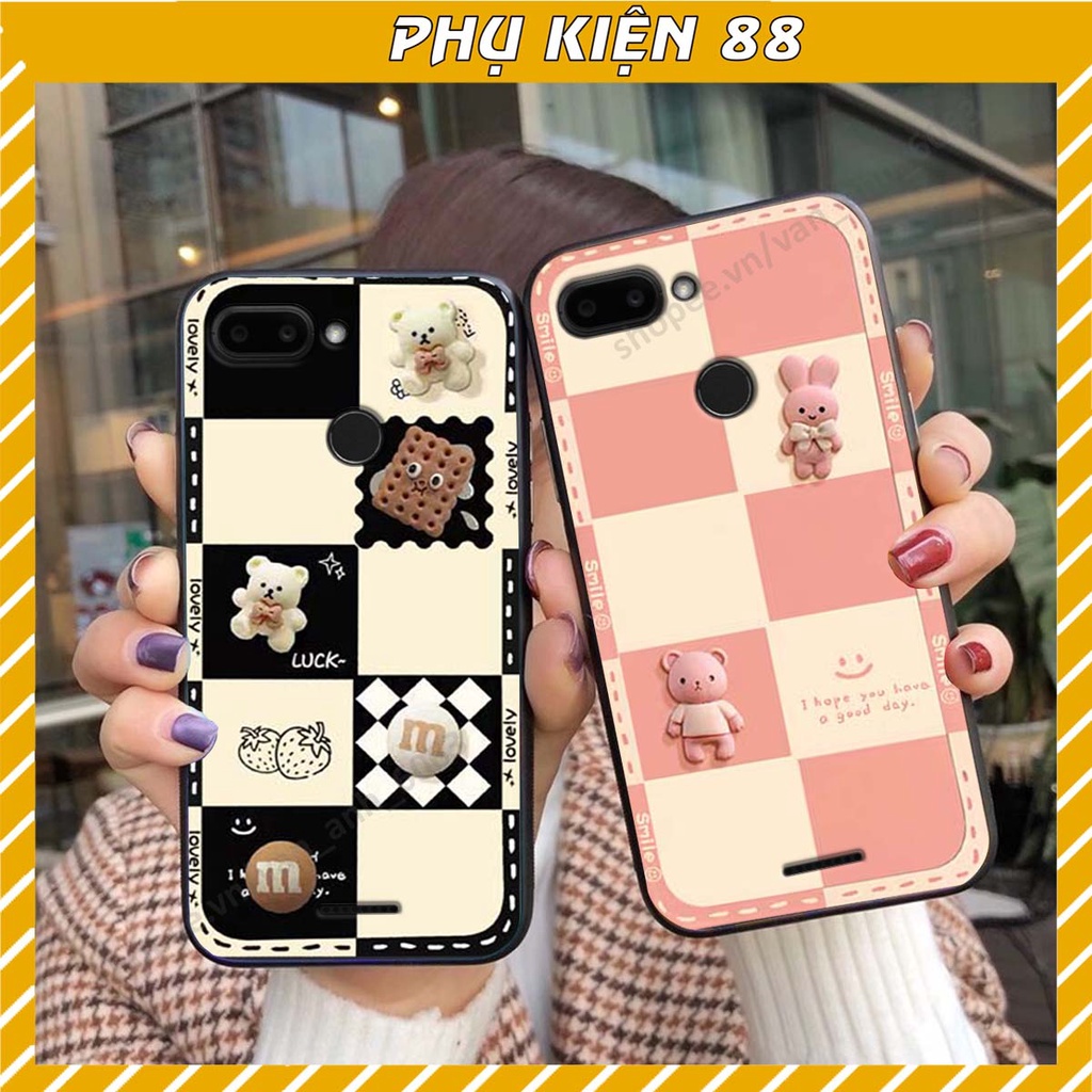 Ốp lưng Xiaomi Redmi 6 hình gấu, kẹo dễ thương cute