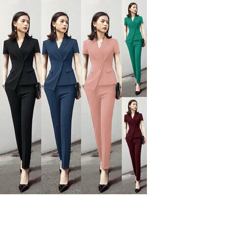 Set Nguyên Bộ Vest Quần Ống Ôm 2 Túi Giả Xinh Xắn - YB20610