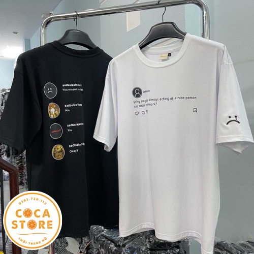 Áo thun nam nữ sad boiz sadtagram, Áo thun tay lỡ form rộng Sadboiz Sadtagram chất cotton co dãn thêu logo mặt mếu. | BigBuy360 - bigbuy360.vn