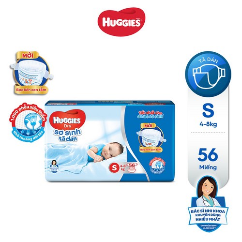 Tã dán sơ sinh Huggies mới size S gói 56 miếng