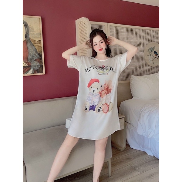 [HÌNH CHỤP THẬT - CÓ SẴN TẠI CỬA HÀNG] Đầm lụa ngủ cổ tròn form rộng Sam | BigBuy360 - bigbuy360.vn