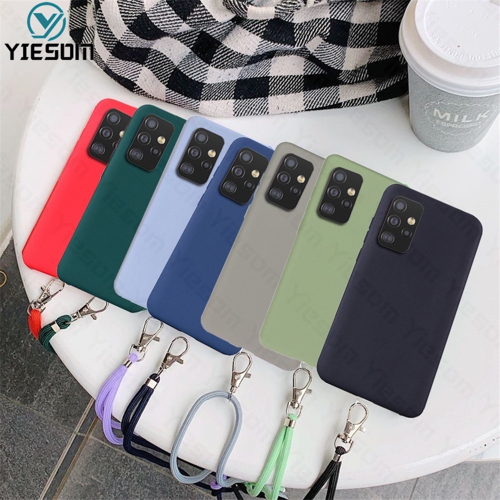 Ốp Điện Thoại TPU Mềm Màu Kẹo Có Dây Đeo Cổ Cho Samsung A72 A52 A32