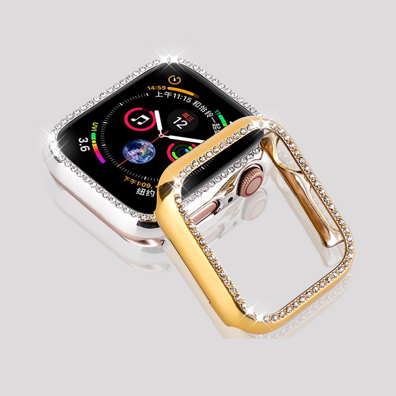 Diamond case cover For Apple watch Strap 5 4 3 2 1 case cover 44mm 40mm 42mm 38mm iwatch band Crystal protective bumper
