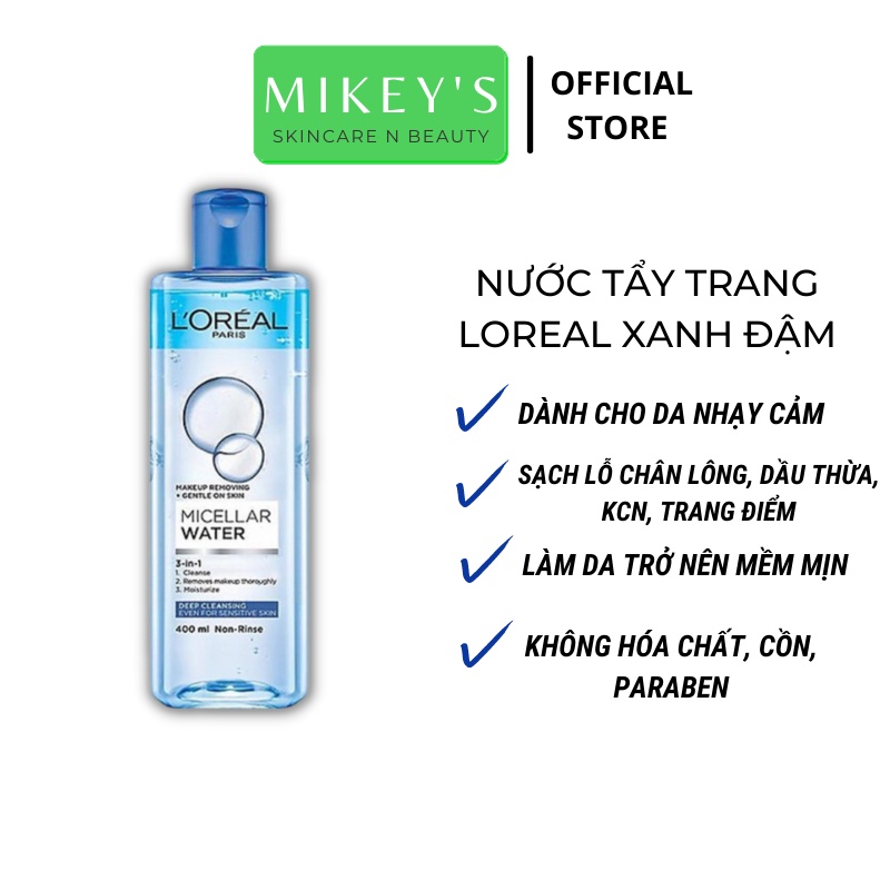 Nước tẩy trang Loreal - L'Oreal Paris 3-in-1 Micellar Water 400ml - Sạch sâu - Giữ ẩm - Mềm da