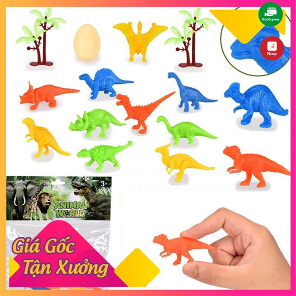 [Học tập - Đẹp] Túi đồ chơi mô hình 12 con khủng long mini dễ thương 1369A-10