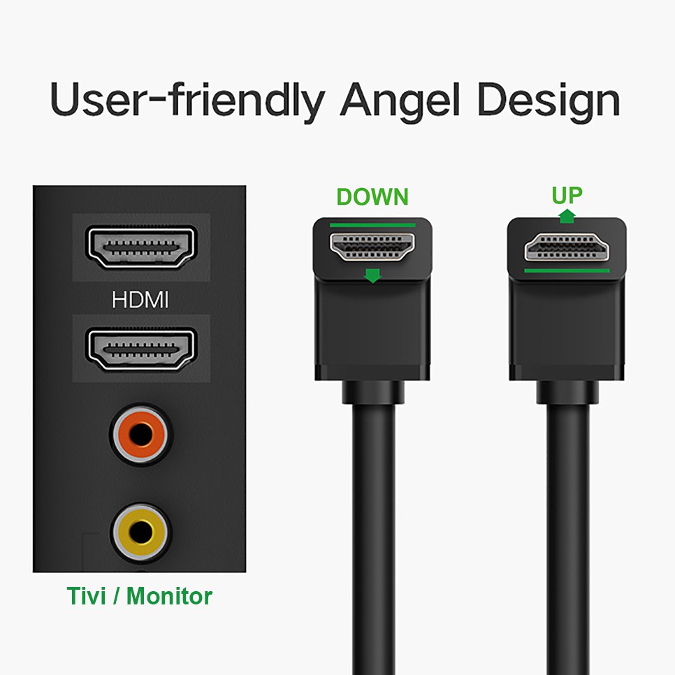 Cáp HDMI Đầu Bẻ Góc 90º Cao Cấp UGREEN