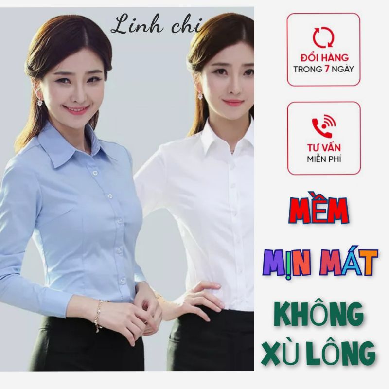 ●☞☄Áo sơ mi công sở nữ Tay Dài cao cấp form ôm nhỏ không túi có chít eo vải kate ý đẹp ít nhăn bị xù lông SMTD02
