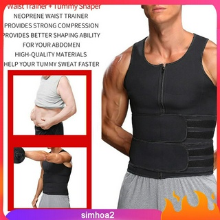 Men Sauna Suit Sweat Vest Waist Trainer Body Shaper Tank Top Compression S