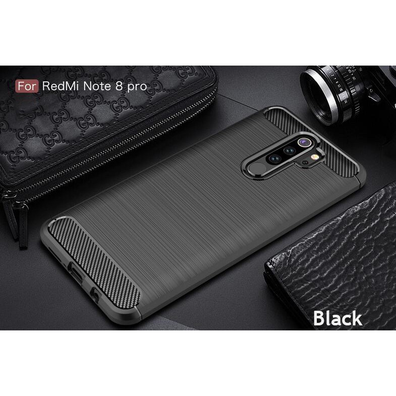 Ốp điện thoại kết cấu sợi carbon mềm màu nhám độc đáo cho Xiaomi Redmi Note 8 Pro