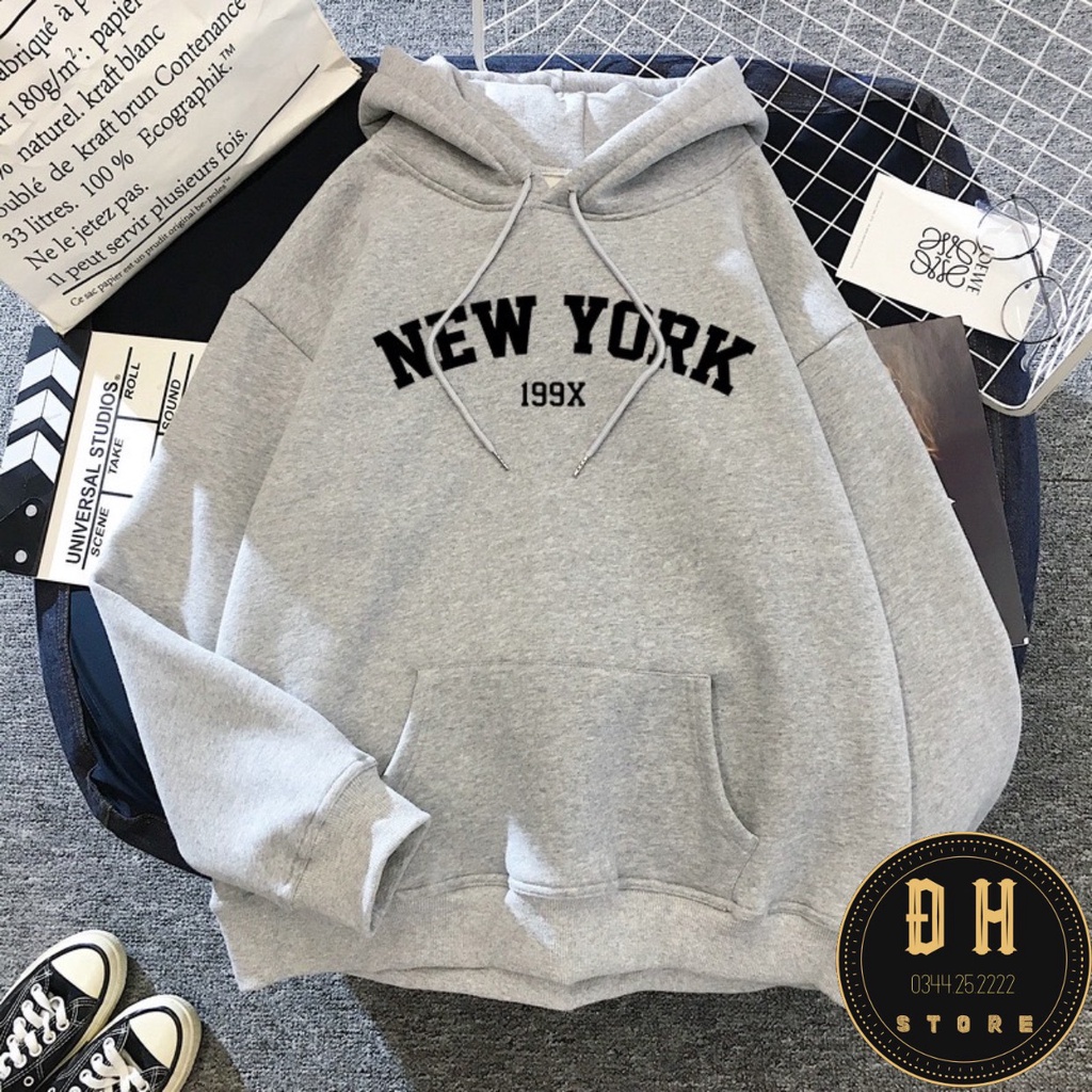 (Mẫu Mới 2021) Áo Hoodie NEW YORK Có Mũ Nam Nữ Chất Nỉ Bông Dày Dặn Form Rộng Unisex- Áo Nỉ Nam Nữ Ulzzang Hoạ Tiết. | BigBuy360 - bigbuy360.vn