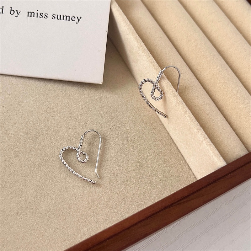 [JUNG/Jung Accessories] Bông tai/Hoa tai hợp kim trái tim khuyết đính đá phong cách Hàn Quốc