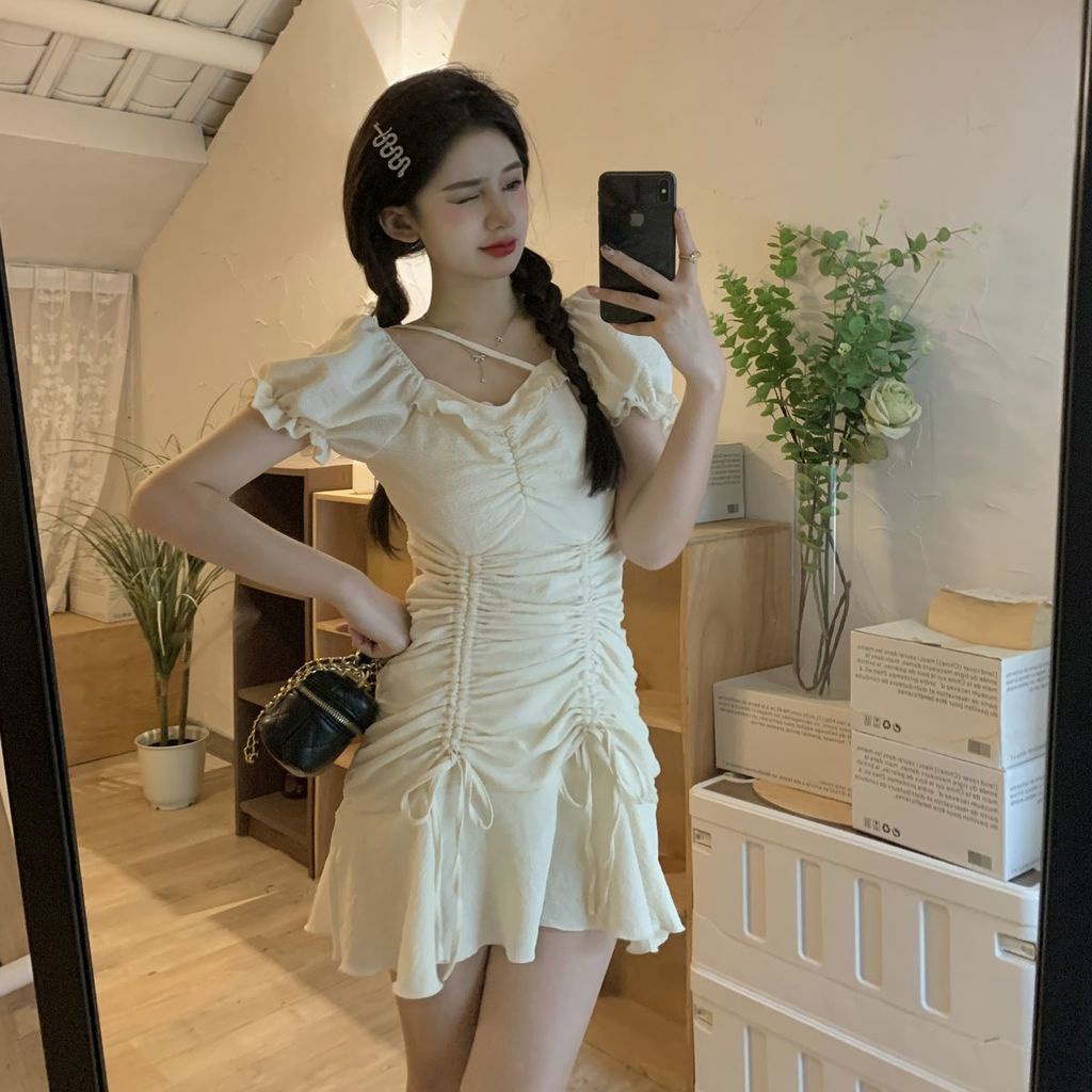 Đầm Ngắn Tay Lưng Cao Cỡ Lớn Phong Cách Mùa Hè Mới