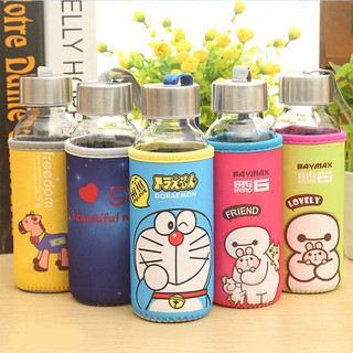 Bình Nước Thủy Tinh Bọc Vải Độc Đáo Doremon