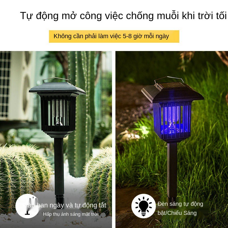 Đèn diệt muỗi năng lượng mặt trời hiệu quả cao ngoài đuổi điện, sân vườn chống thấm, gia đình trong nhà