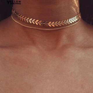 Vòng cổ choker 2 dây mặt xương cá sang trọng
