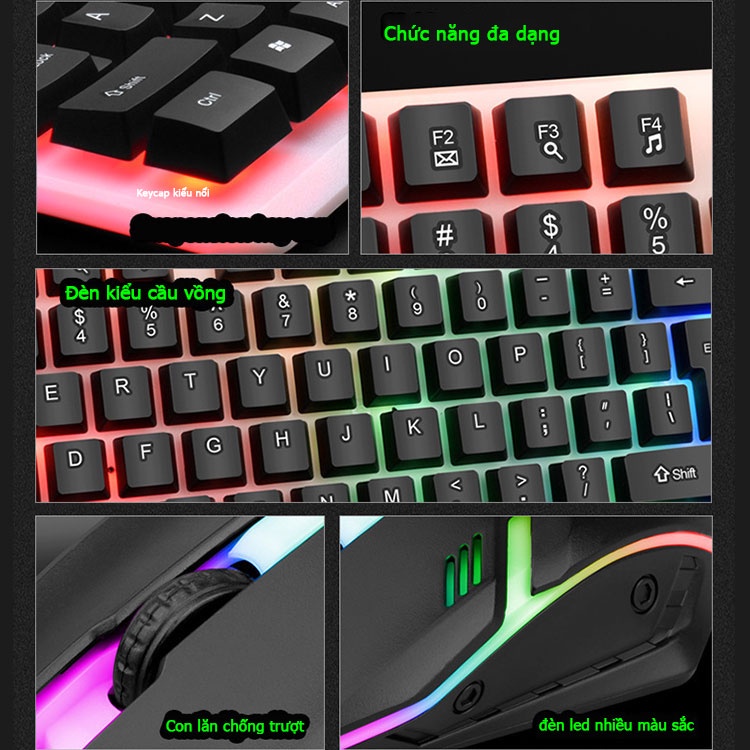 GTX300 Bàn phím Gaming，combo phím+chuột máy tính，12 Chế Độ Phím Cơ Blue Switch Full size 104 phím.