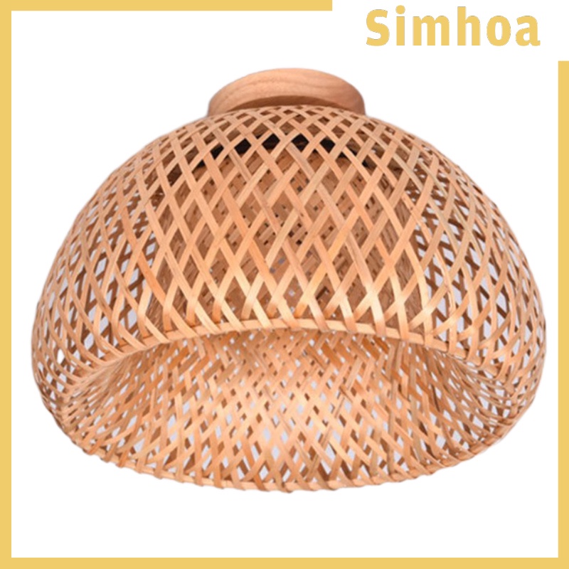 [SIMHOA] Bamboo Wicker Rattan Light Fixture Flush Mount Hanging Ceiling Lamp