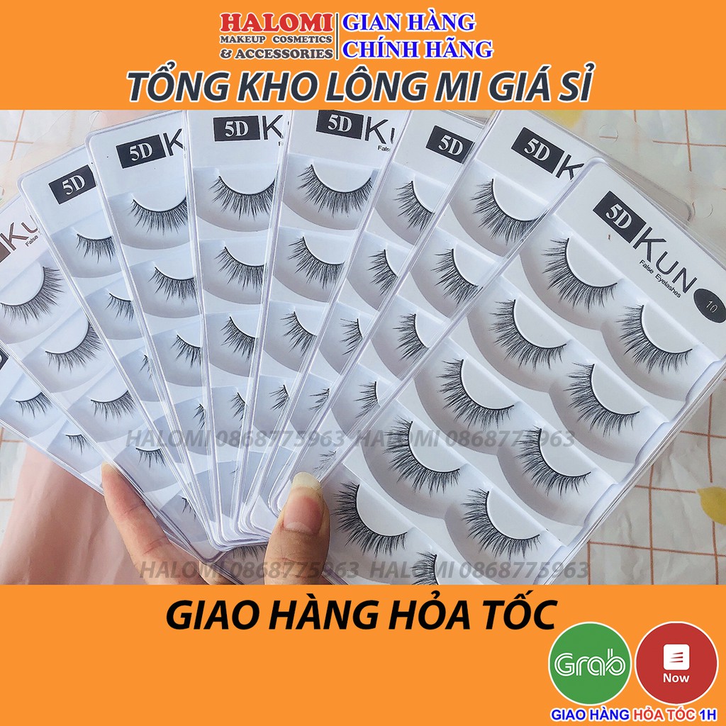 Mi giả tự nhiên 5D Kun 5 cặp đủ mẫu cao cấp chính hãng HALOMI chuyên dùng cho makeup