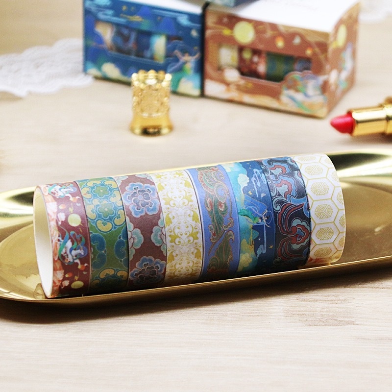 4 Cuộn băng keo washi RUIXIANG phong cách Trung Hoa cổ điển dùng trang trí sổ tay