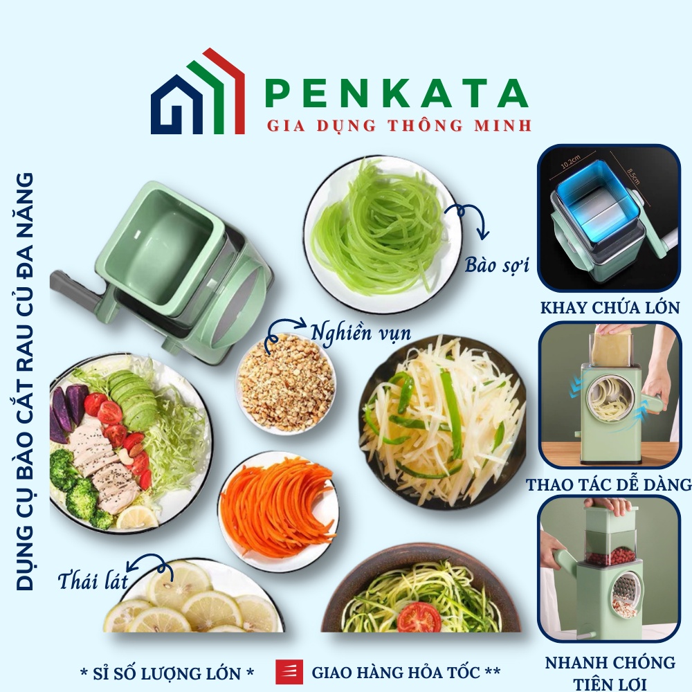 Dụng cụ nạo cắt rau củ đa năng, máy cắt lát, thái sợi, nghiền rau củ PENKATA
