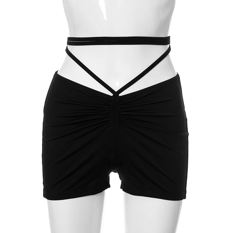 Quần Short Lưng Thấp Màu Trơn Cột Dây Phong Cách Quyến Rũ