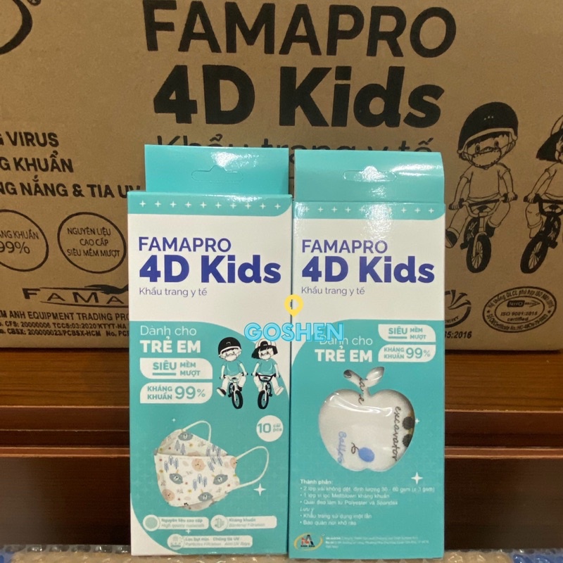 (FAMAPRO 4D KIDS) Khẩu Trang Y Tế Cao Cấp Trẻ Em Từ 3 đến 10 tuổi FAMAPRO 4D KIDS