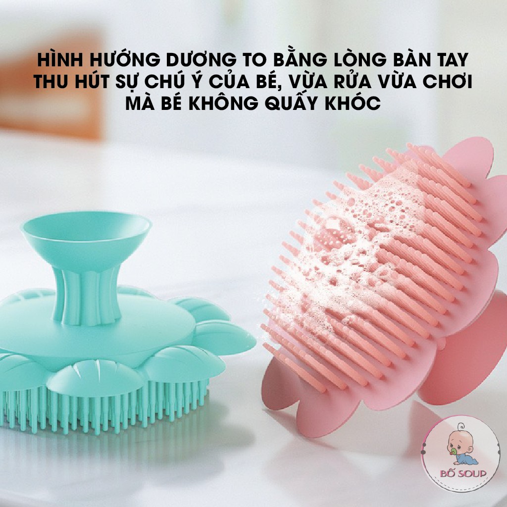 Lược gội đầu silicon siêu mềm cho bé, bàn chải massage da đầu tạo bọt Shop Bố Soup