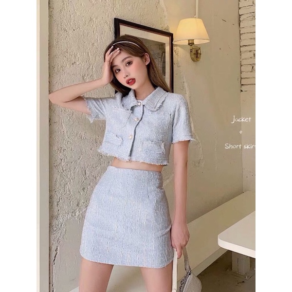 Set váy áo croptop tiểu thư ✨