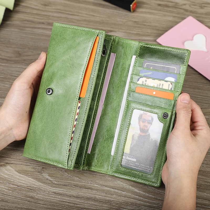 Ví cầm tay CONTACT'S bằng da dáng dài thời trang dành cho nữ