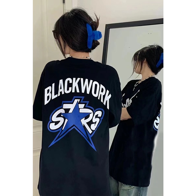 Áo phông nữ vintage BLACKWORK đen áo thun unisex oversize cổ tròn 100% cotton form Focus Clothing