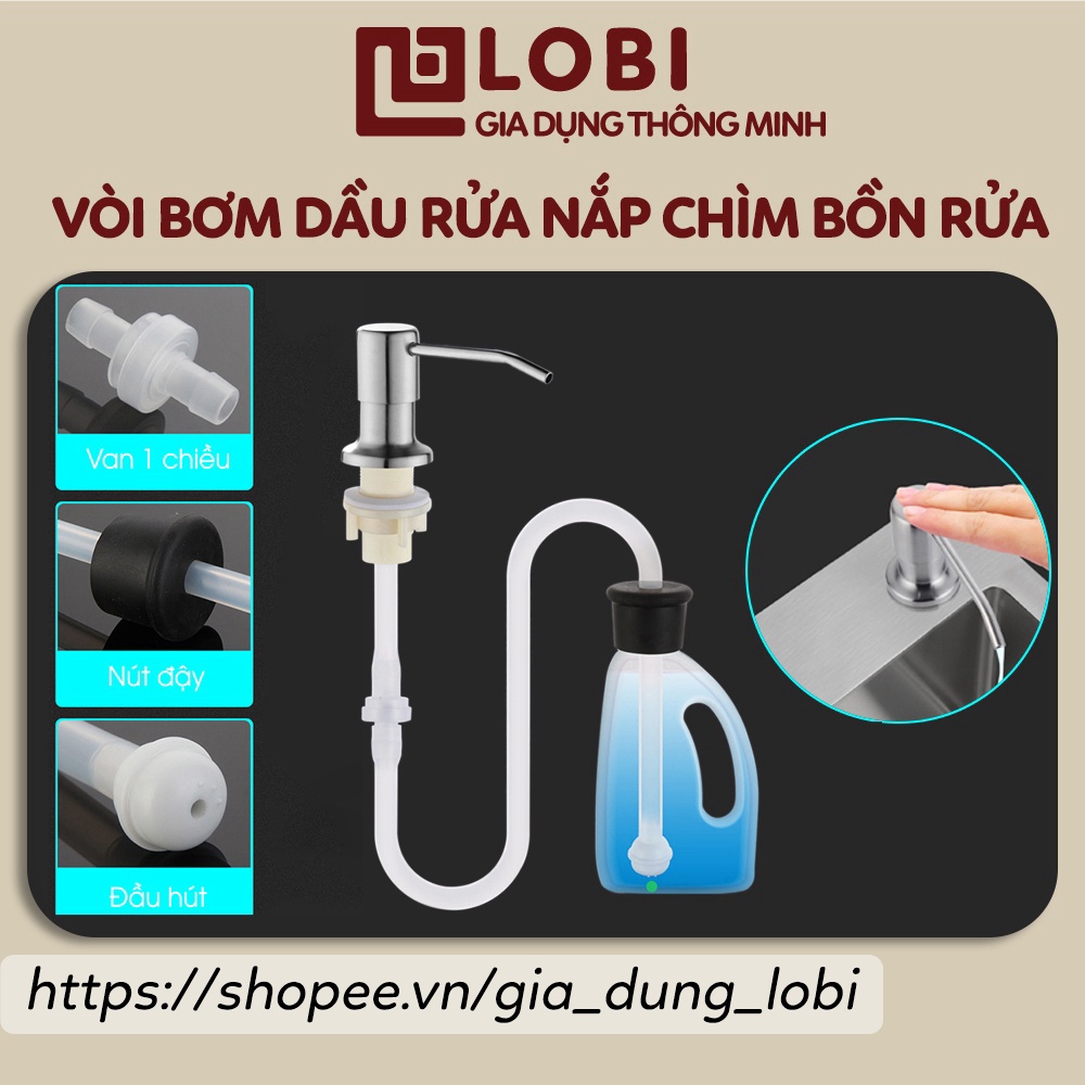 Bô vòi bơm nước rửa chén lắp chìm bồn rửa Vòi hút xà phòng thông minh ống dẫn silicon dài 1.2m