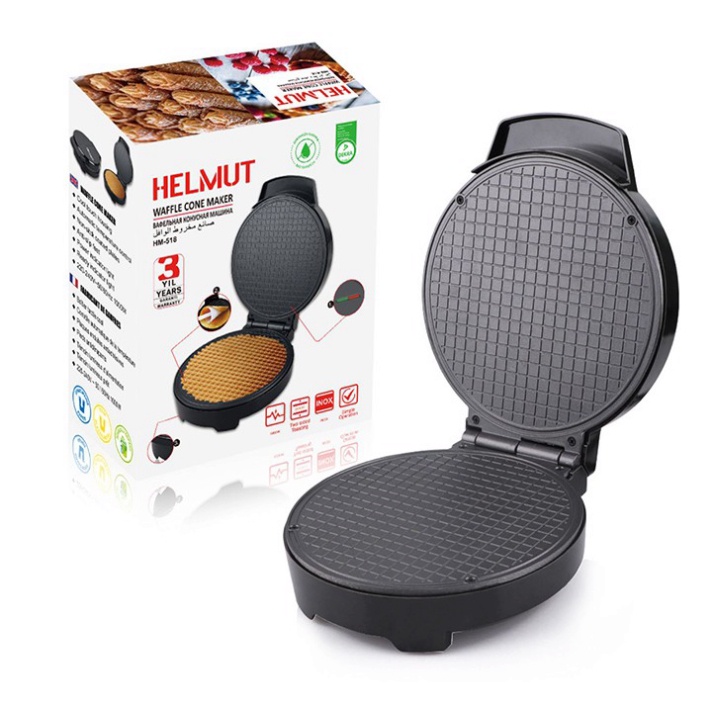 Máy làm bánh ốc quế, vỏ kem ốc quế HELMUT 1000W